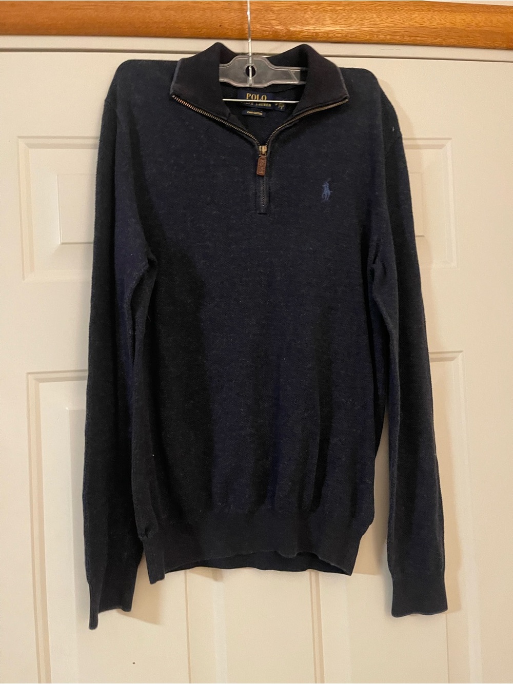 Polo Ralph Lauren Mens Pima Cotton 1/4 Zip Mock Neck Sweater Navy XS
